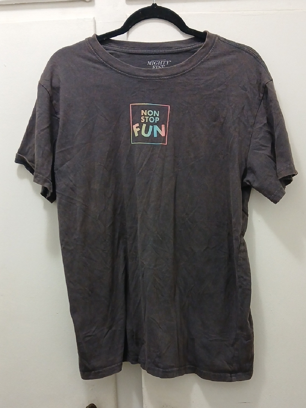 Mighty Fine Charcoal Graphic Tee with Multicolor 'Non Stop Fun' Logo
